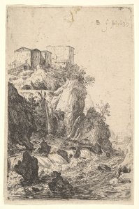 Kaskaden in der Nähe von Ponte della Trave, mit Gebäuden auf einem felsigen Vorsprung, aus der Serie, 1639 von Bartholomeus Breenbergh