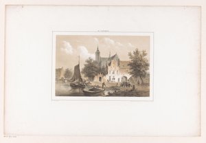 Stadtansicht mit Fluss und Kirche
