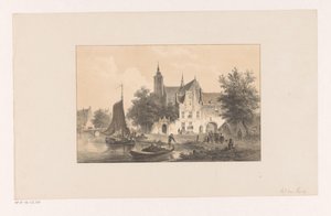 Stadtansicht mit Fluss und Kirche