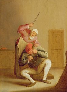 Eine Frau schlägt ihren Mann