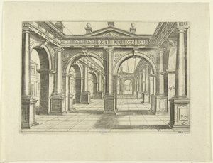 Gebäude mit doppeltem Bogen in der Mitte im dorischen Stil