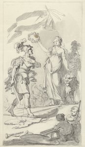 Der tapfere Bataver von der niederländischen Jungfrau gekrönt, 1799 (Entwürfe für das Denkmal zum Nationalfest zur Feier des Friedens vom 17. Dezember 1799) von Bartholomeus Ziesenis