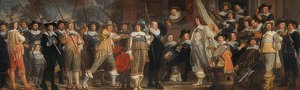 Offiziere und andere Schützen unter der Leitung des Hauptmanns Roelof Bicker und des Leutnants Jan Michielsz Blaeuw
