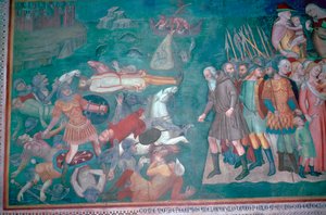 Fresko der Israeliten, die das Rote Meer überqueren, 14. Jahrhundert