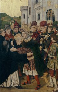 König Ferdinand I. von Kastilien begrüßt den heiligen Dominikus von Silos, 1478-1480 von Bartolomé Bermejo
