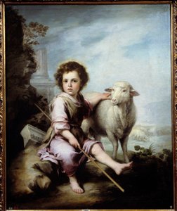 Der gute Hirte. Gemälde von Bartolomé Murillo (1618-1682) 17. Jahrhundert. Madrid, Prado-Museum