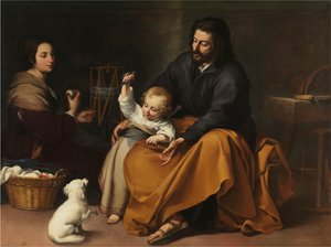 Die Heilige Familie mit einem kleinen Vogel von Bartolomé Esteban Murillo