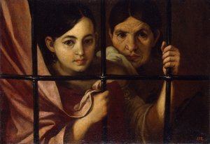 Zwei Frauen hinter einem Gitter, 1645
