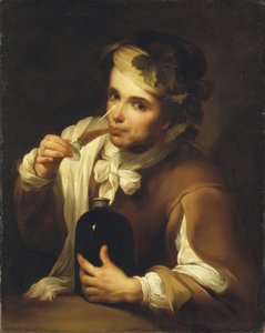 Junger Mann trinkt Wein von Bartolomé Esteban Murillo