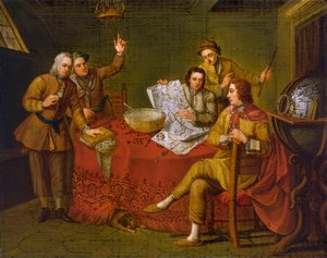 Gustavus Hamilton, 2. Viscount Boyne (1639-1723), in der Kabine seiner Yacht