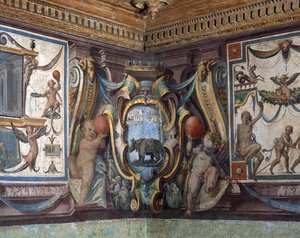 Die Sala del Granduca di Toscana (Detail des Frieses mit den Tierkreiszeichen, das Nashorn)