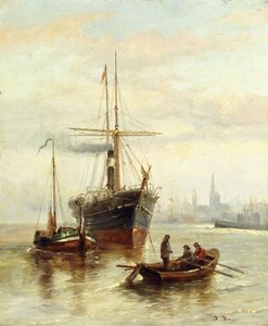 Eine Hafenszene mit Blick auf Venedig
