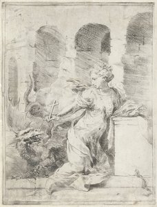 Margareta von Antiochia trotzt dem Drachen von Bartolomeo Biscaino