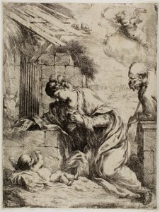 Die Jungfrau, die das Jesuskind anbetet von Bartolomeo Biscaino