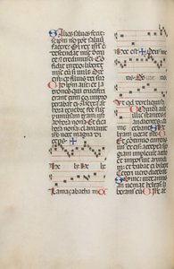 Missale: Fol. 121v: enthält Musik für Hely Hely Lama usw. innerhalb der St. Mattion Passion, 1469