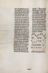 Missale: Fol. 128v: enthält Musik für Hely Hely Lama etc. innerhalb der St. Mattion Passion, 1469