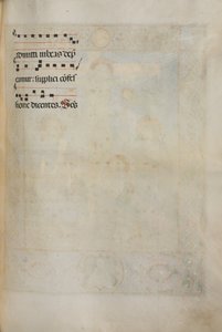 Missale: Fol. 185: Kreuz, Laubwerk und Musik für verschiedene gewöhnliche Gebete, 1469 von Bartolomeo Caporali
