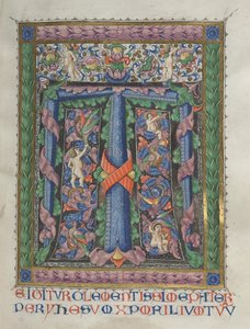 Missale: Fol. 186: Verzierte Initiale T[e igitur], ganzseitig, 1469