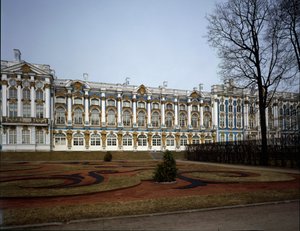Ansicht des Katharinenpalastes (Zarskoje Selo) realisiert von Architekt Bartolomeo Francesco Rastrelli (ca. 1700-1771) 1752-1756, Puschkin, Russland von Bartolomeo Franceso Rastrelli
