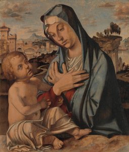 Madonna, die das Kind anbetet von Bartolomeo Montagna