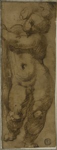 Stehender Putto von vorne gesehen: Studie für die Jungfrau in Herrlichkeit mit den Heiligen Petronius, Dominikus und Petrus Martyr