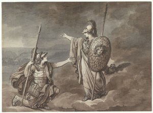 Athene erscheint Telemachos (dem Sohn des Odysseus), Illustration zu Telemaco aus Homers Odyssee von Bartolomeo Pinelli