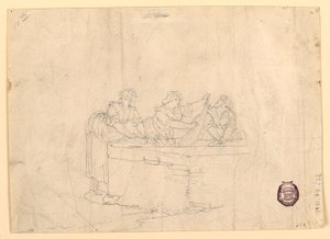 Zeichnung, Drei Frauen beim Waschen, 1800–25