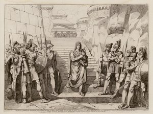 Gaius Fabius Dorsuo passiert die Gallier ungestört auf dem Weg, um ein Opfer zu bringen, 390 v. Chr. von Bartolomeo Pinelli