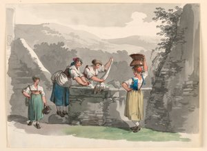 Wäsche in den Bergen bei Rom von Bartolomeo Pinelli