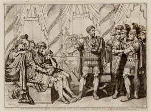 Lucius Aemilius Paullus Macedonicus zeigt auf den besiegten König Perseus von Makedonien von Bartolomeo Pinelli