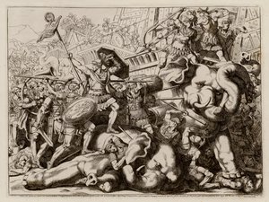 Marcus Claudius Marcellus siegt über die Karthager (Radierung) von Bartolomeo Pinelli