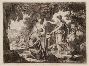 Numa Pompilius mit der Nymphe Egeria (Radierung) von Bartolomeo Pinelli