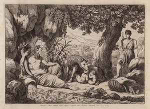 Romulus und Remus von der Wölfin gesäugt und vom Hirten Faustulus entdeckt von Bartolomeo Pinelli