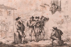 Serenade in Rom, Radierung von Bartolomeo Pinelli von Bartolomeo Pinelli