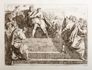 Tarquinius Superbus wirft Servius Tullius die Treppe des Kapitols hinunter