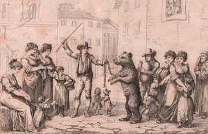 Der Bärentanz in Rom, Radierung von Bartolomeo Pinelli