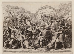 Die Sabinerinnen stiften Frieden zwischen ihrer Armee und der Roms von Bartolomeo Pinelli