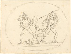 Zwei antike Krieger kämpfen um einen toten Kameraden von Bartolomeo Pinelli