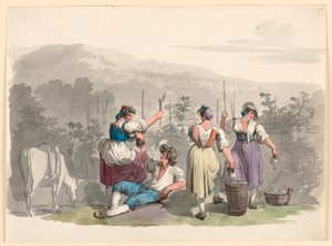 Weinlese in den Bergen bei Rom von Bartolomeo Pinelli