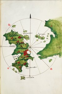 Chios und angrenzendes Festland, ca. 1485 (Pergament) von Bartolomeo da li Sonetti