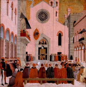 St. Vincent Ferrer predigt vor einem Papst von Bartolomeo degli Erri