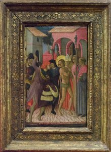 Der heilige Franziskus legt seine Kleider ab und verzichtet auf die Besitztümer seines Vaters Pietro di Bernardone von Bartolomeo di Tommaso da Foligno
