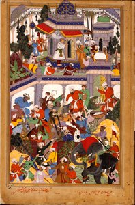 Akbar besucht das Heiligtum von Khwajah Muin ad-Din Chishti in Ajmer, ca. 1590