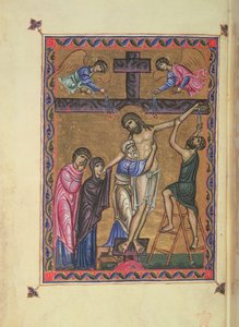 Die Kreuzabnahme, fol. 8b aus MS Egerton 1139, dem Psalter der Königin Melisende, Jerusalem