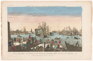 Ansicht der Ankunft des Schiffes Dauphin im Hafen von Toulon von Basset