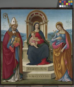 Madonna und Kind mit St. Justus von Volterra und St. Margareta von Antiochia