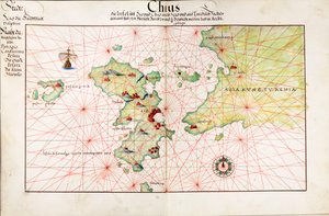 Karte von Chius (Chios, Griechenland) von Battista Agnese