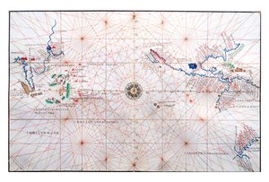 Navigationskarte zeigt China, Ceylon und die Philippinen sowie die Wendekreise des Krebses und des Steinbocks