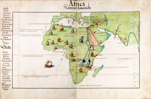 Pergamentkarte von Afrika, Indien und dem Mittelmeer von Battista Agnese