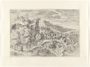 Landschaft mit Frauen auf der Jagd von Battista Angolo del Moro (attributed to)